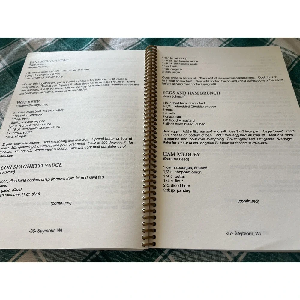 American Legion Auxiliary Seymour Wisconsin Recipe Book Cookbook Seymours